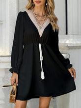 Load image into Gallery viewer, Tassel V-Neck Flounce Sleeve Dress