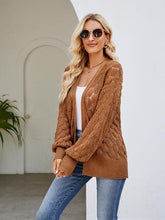 Load image into Gallery viewer, Openwork Open Front Lantern Sleeve Cardigan