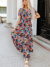 Load image into Gallery viewer, Printed V-Neck Short Sleeve Maxi Dress