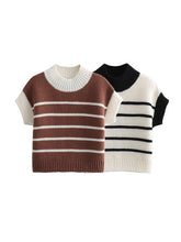 Load image into Gallery viewer, Striped Round Neck Short Sleeve Sweater