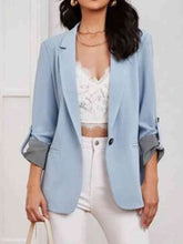 Load image into Gallery viewer, Lapel Collar Roll-Tab Sleeve Blazer