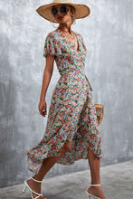 Load image into Gallery viewer, Floral Surplice Neck Tied Midi Dress
