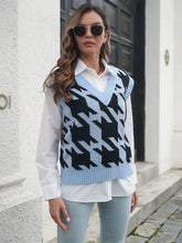Load image into Gallery viewer, Houndstooth V-Neck Sweater Vest