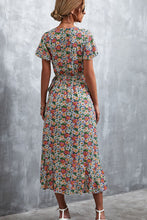 Load image into Gallery viewer, Floral Surplice Neck Tied Midi Dress