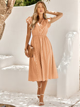 Load image into Gallery viewer, V-Neck Flutter Sleeve Midi Dress