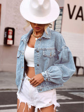 Load image into Gallery viewer, Lantern Sleeve Denim Jacket