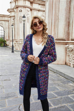 Load image into Gallery viewer, Multicolored Ribbed Trim Open Front Cardigan with Pockets