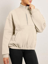 Load image into Gallery viewer, Half Zip Dropped Shoulder Sweatshirt