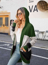 Load image into Gallery viewer, Color Block Open Front Hooded Cardigan