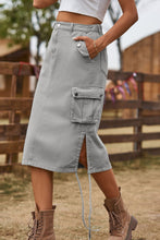 Load image into Gallery viewer, Elegant Drawstring Denim Cargo Skirt