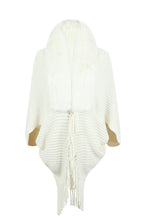 Load image into Gallery viewer, Fringe Detail Long Sleeve Ribbed Poncho
