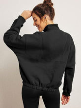 Load image into Gallery viewer, Half Zip Dropped Shoulder Sweatshirt