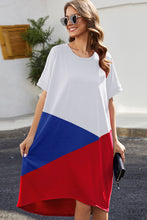 Load image into Gallery viewer, Color Block Round Neck Short Sleeve Dress