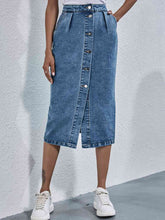 Load image into Gallery viewer, Faye Button Down Denim Skirt