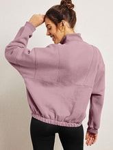Load image into Gallery viewer, Half Zip Dropped Shoulder Sweatshirt