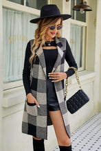 Load image into Gallery viewer, Plaid Open Front Sleeveless Cardigan with Pockets