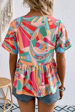 Load image into Gallery viewer, Printed Tie Neck Short Sleeve Blouse