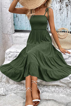 Load image into Gallery viewer, Tie-Shoulder Tiered Midi Dress