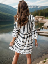 Load image into Gallery viewer, Lace Detail Printed Three-Quarter Sleeve Dress
