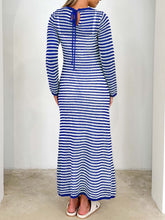 Load image into Gallery viewer, Devine Tied Round Neck Striped Sweater Dress
