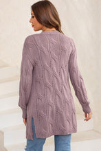 Load image into Gallery viewer, Cable-Knit Dropped Shoulder Slit Cardigan
