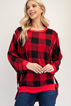 Load image into Gallery viewer, Nancy High-Low Plaid Sweatshirt
