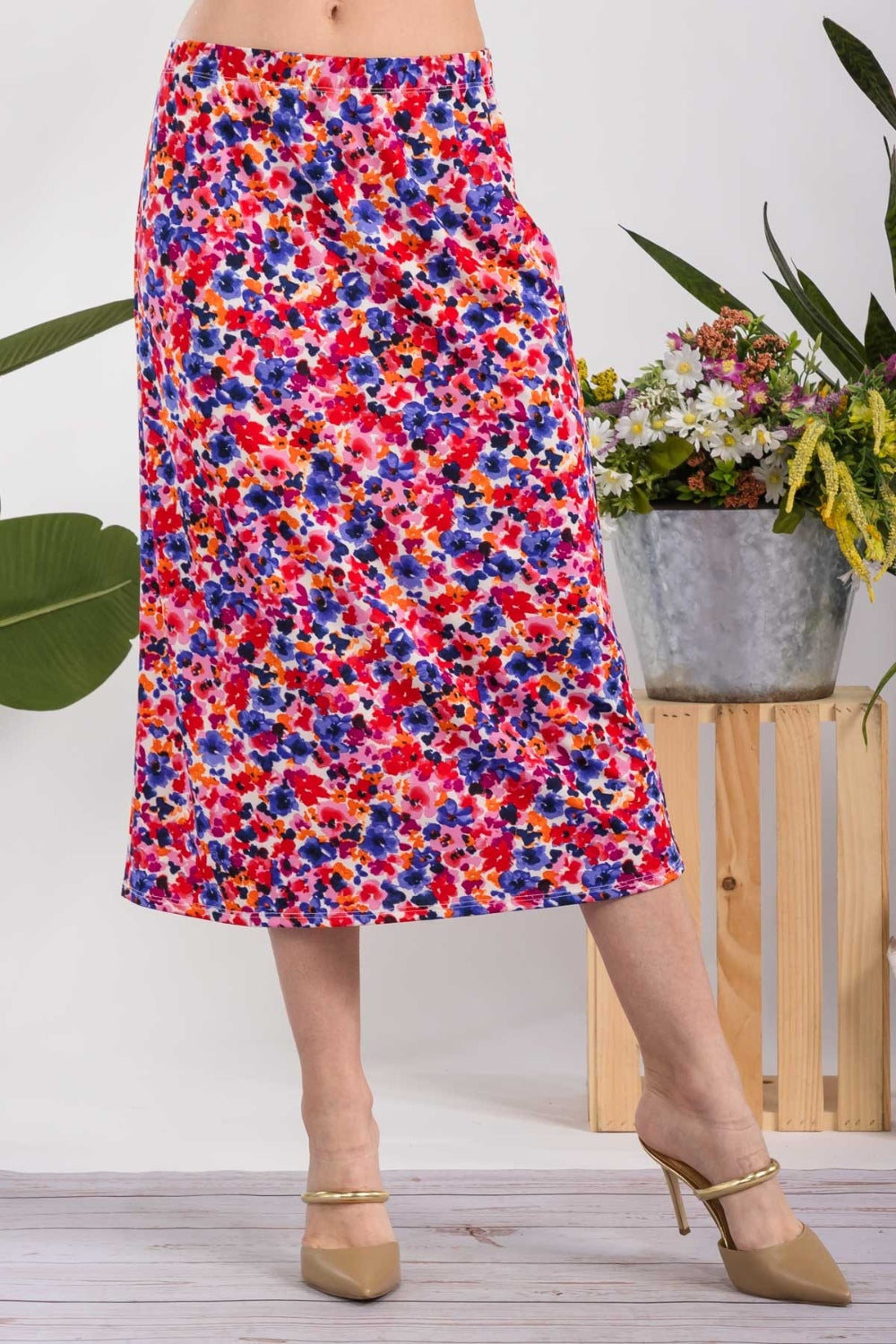 Celeste Floral A-Line Midi Skirt