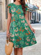 Load image into Gallery viewer, Flower Round Neck Tiered Dress
