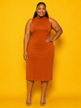 Load image into Gallery viewer, Rust Orange Midi Dress
