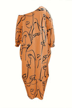 Load image into Gallery viewer, Printed Single Shoulder Lantern Sleeve Maxi Dress
