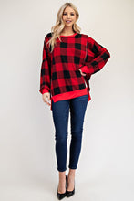 Load image into Gallery viewer, Nancy High-Low Plaid Sweatshirt
