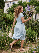 Load image into Gallery viewer, 100% Linen Natural Summer V-Neck Dress ALEXA
