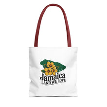Load image into Gallery viewer, Jamaica Land We Love Tote Bag — Floral Island Map Beach Market Tote
