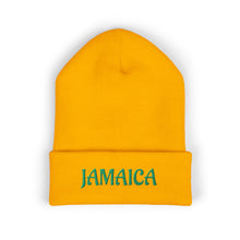 Load image into Gallery viewer, Jamaica Embroidered Cuffed Beanie — Cozy Travel &amp; Reggae Knit Hat
