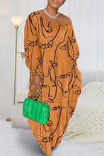 Load image into Gallery viewer, Printed Single Shoulder Lantern Sleeve Maxi Dress
