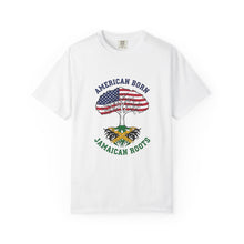 Load image into Gallery viewer, American Born, Jamaican Roots T-Shirt — Flag Tree Graphic Tee
