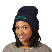 Load image into Gallery viewer, Jamaica Embroidered Cuffed Beanie — Cozy Travel &amp; Reggae Knit Hat

