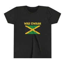 Load image into Gallery viewer, Youth Tee - "Wah Gwaan" Jamaican Flag Kids Shirt
