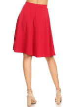 Load image into Gallery viewer, Solid high waisted A-line knee length skirt
