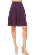 Load image into Gallery viewer, Solid high waisted A-line knee length skirt
