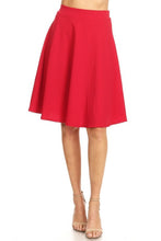 Load image into Gallery viewer, Solid high waisted A-line knee length skirt
