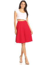 Load image into Gallery viewer, Solid high waisted A-line knee length skirt
