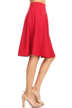 Load image into Gallery viewer, Solid high waisted A-line knee length skirt
