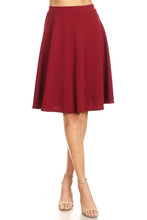 Load image into Gallery viewer, Solid high waisted A-line knee length skirt
