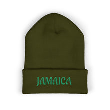 Load image into Gallery viewer, Jamaica Embroidered Cuffed Beanie — Cozy Travel &amp; Reggae Knit Hat
