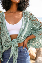 Load image into Gallery viewer, Crochet Floral Petal Kimono Wrap
