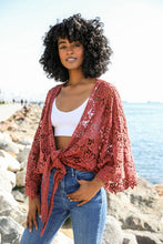 Load image into Gallery viewer, Crochet Floral Petal Kimono Wrap
