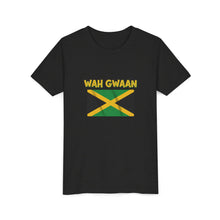 Load image into Gallery viewer, Youth Tee - "Wah Gwaan" Jamaican Flag Kids Shirt
