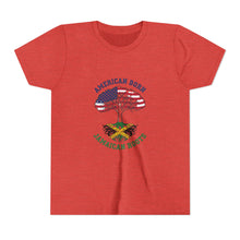Load image into Gallery viewer, Youth Tee - "American Born Jamaican Roots" Patriotic USA/Jamaica Tree Graphic
