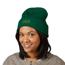 Load image into Gallery viewer, Jamaican Embroidered Cuffed Beanie — Reggae-Inspired Knit Hat
